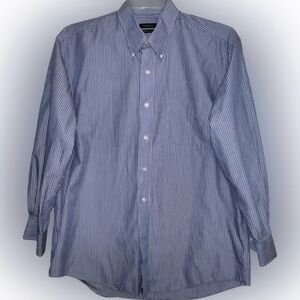 💥Club Room Men Shirt Pin Stripe Iron Free Button Up Large 16 1/2” 32/33